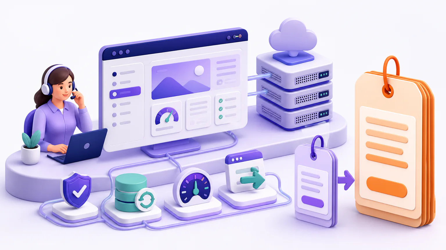 SiteGround WordPress hosting with a managed cloud server, website dashboard, support specialist, performance tools, and renewal price tags
