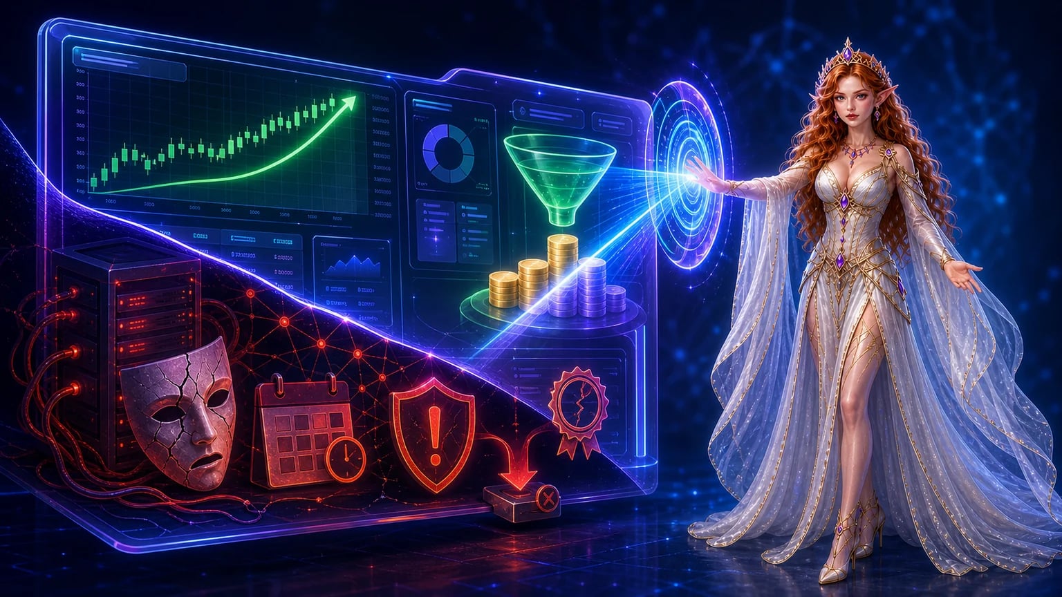 Lily scanning a suspicious trading bot dashboard and exposing the warning signs behind its fake profits